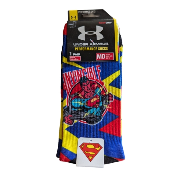 Under Armour Other - NWT Under Armour Performance Heat Gear Crew Collectors Superman Socks Size M